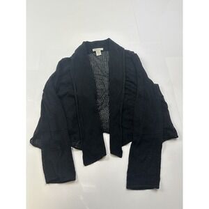 WHITE + WARREN size Medium black Open‎ Knit long-sleeve cardigan cotton sweater